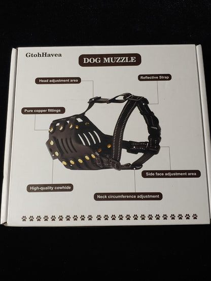 Dog Muzzle,Anti-Escape Leather Basket Muzzle for Medium and Large Dogs