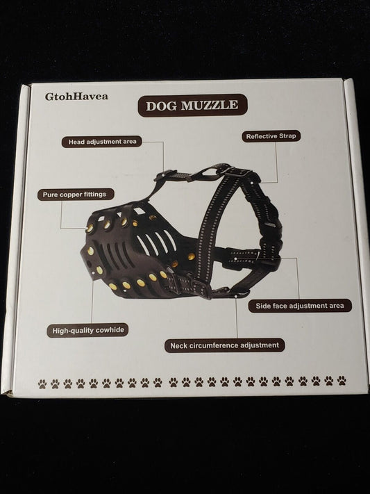 Dog Muzzle,Anti-Escape Leather Basket Muzzle for Medium and Large Dogs