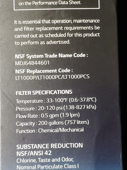 NEW! LG LT1000P Refrigerator Water Filter Open Box