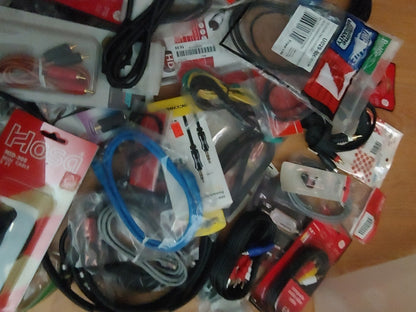 Lot of 50+ RCA Audio Video AV 3.5mm AUX Coax USB Cable Bundle