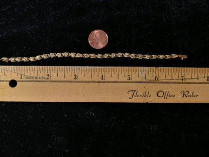 14k Gold Bracelet 7” Long Rare Style 6.8 Gram FREE SHIP
