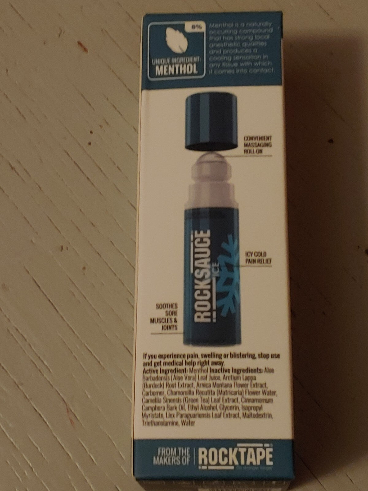 New! RockTape RockSauce Pain Relief Roll On Ice 3 Oz