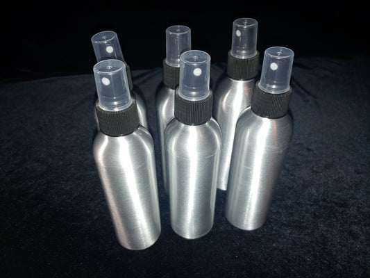 Aluminum Spray Bottles 200ml 7" w/ Black Fine Mist Atomizer Sprayers 6pk Metal