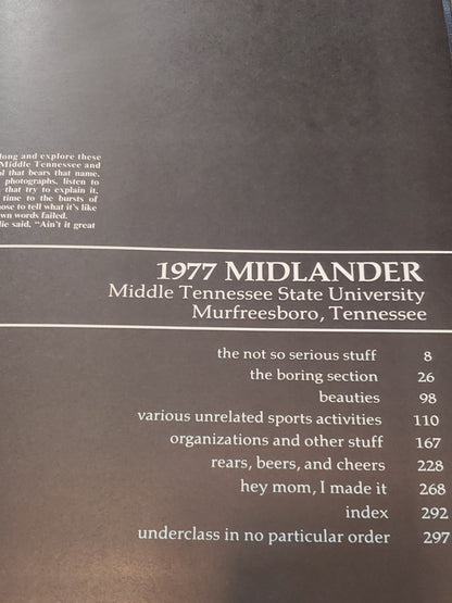 Vintage 1977 MTSU Midlander Annual Yearbook Clean