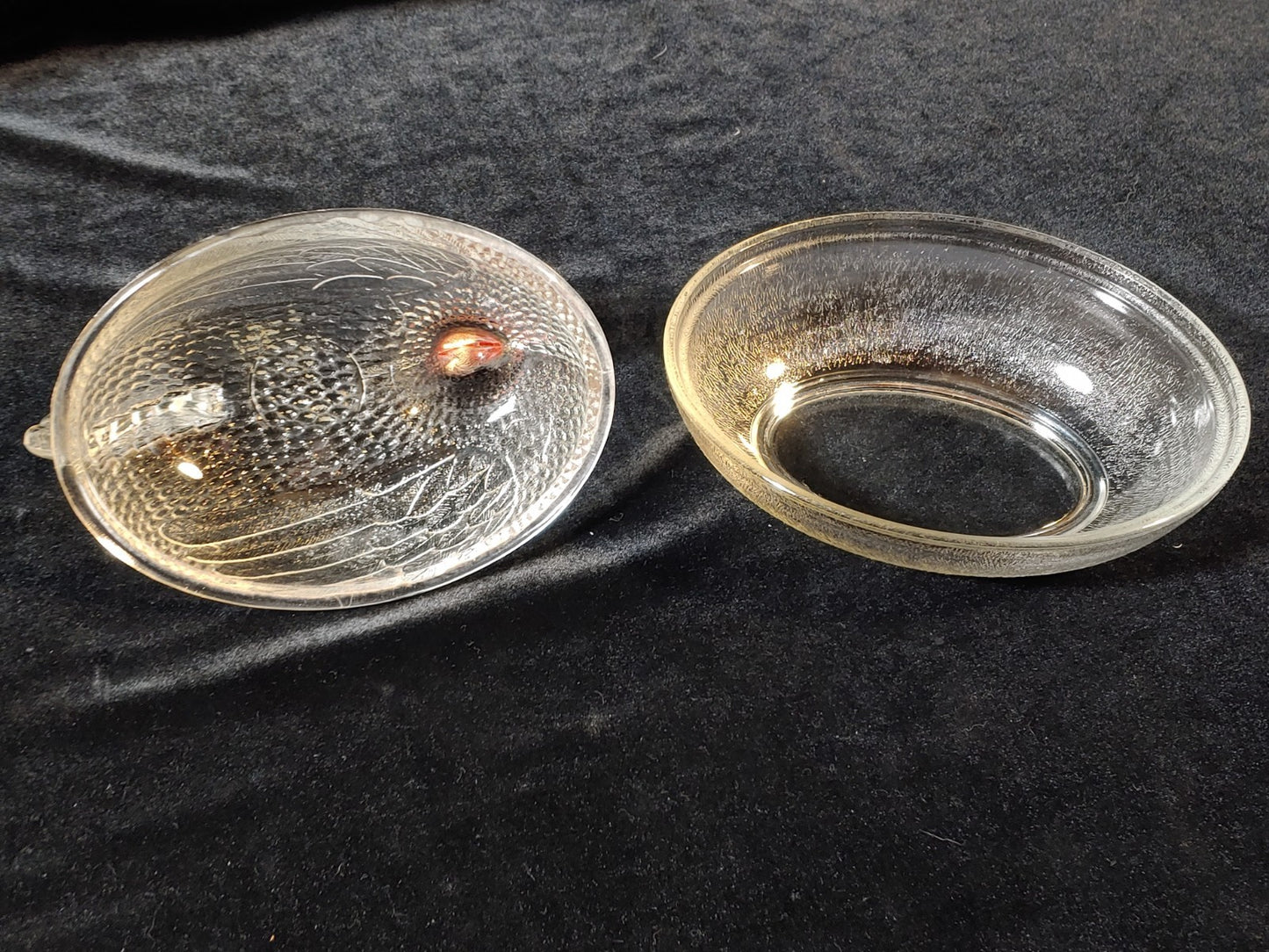 Indiana Glass Clear Hen on Nest Beadless Nest Red Paint Accents