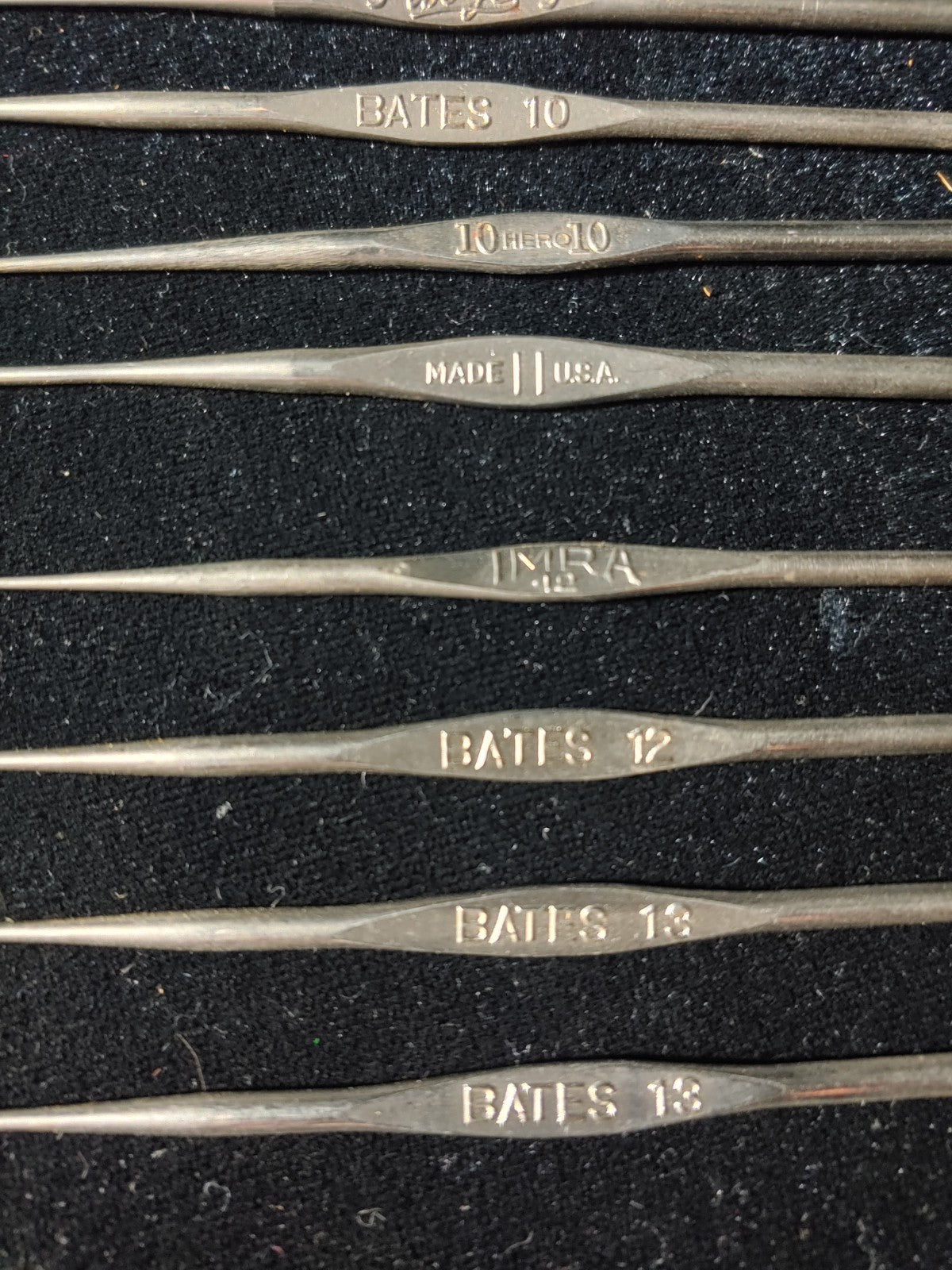 14 Vintage Steel Crochet Hooks 1940's Bates Imra Boye