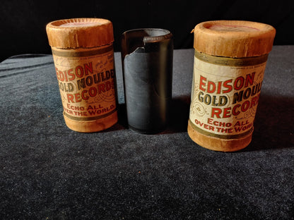 3 Edison Gold Moulded Records Cylinder 1 Empty Canister