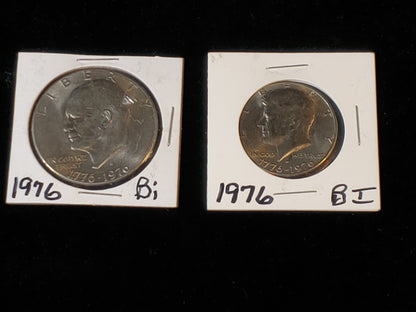1776-1976 D Eisenhower Type 2 Dollar & Kennedy 1/2 Dollar Bicentennial