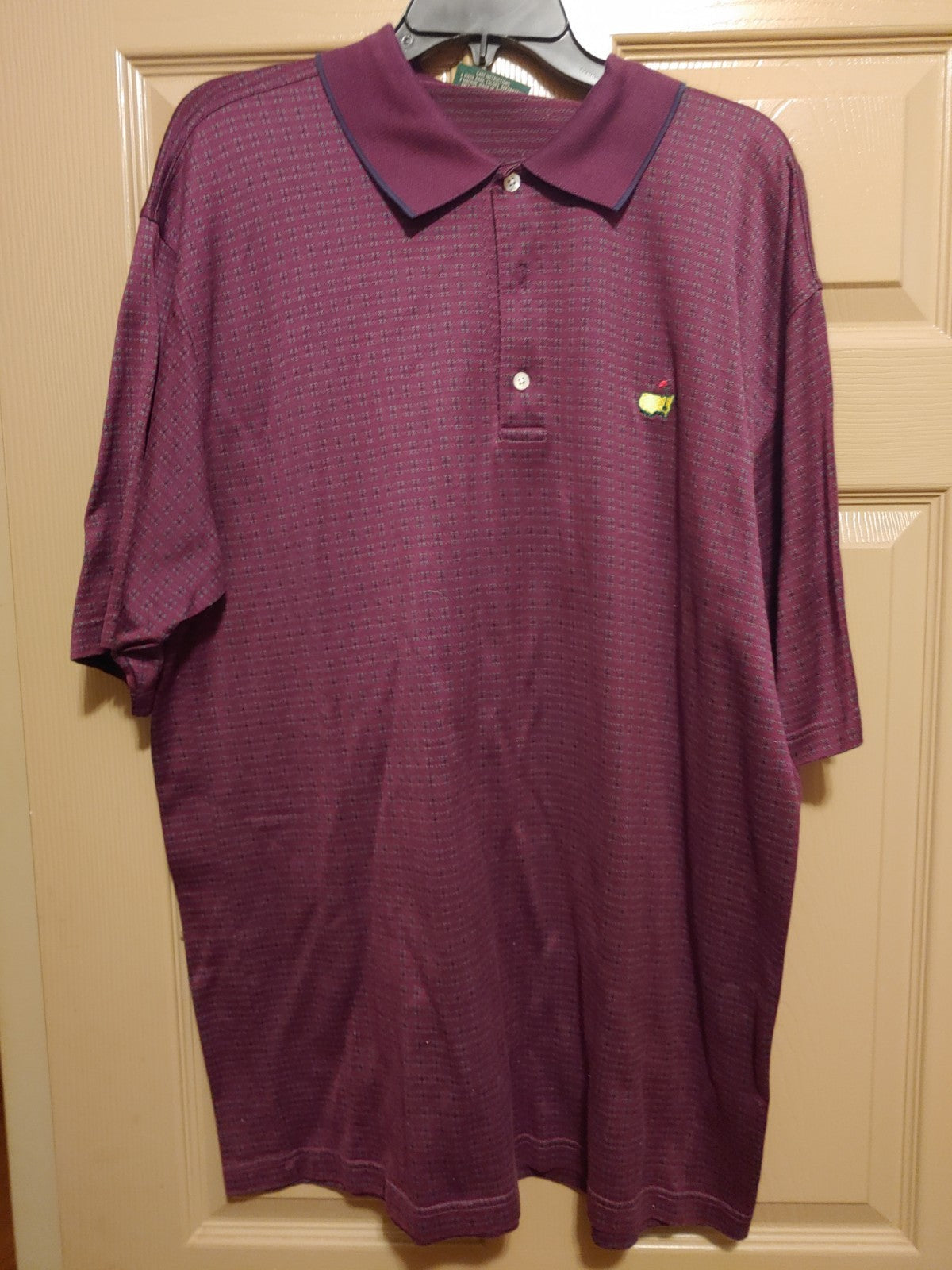 Augusta Amen Corner Burgundy/Green Pattern XL Short Sleeve Polo Peter Millar