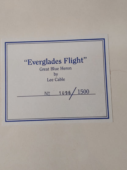 LEE CABLE HAND SIGNED "EVERGLADES FLIGHT" LIMITED EDITION  LITHOGRAPH W/COA