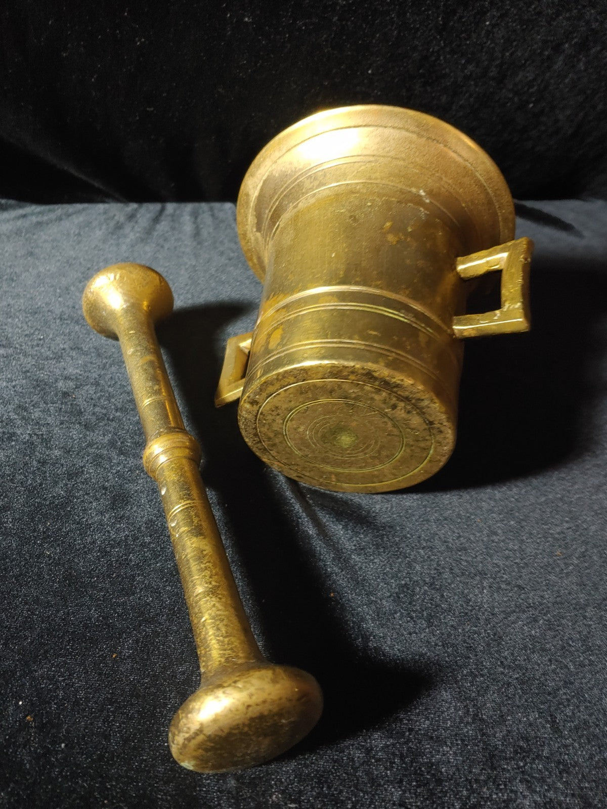 Vintage Heavy Solid Brass Mortar & Pestle Apothecary