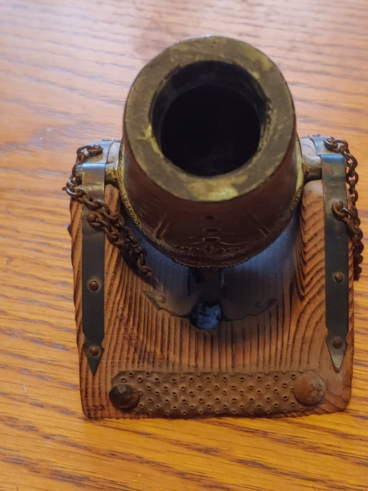 Vintage Mortero Plaza Siglo SVI Mini Cannon Wood and Metal
