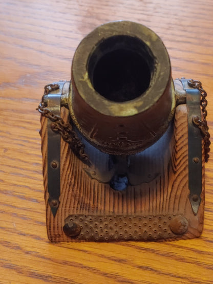 Vintage Mortero Plaza Siglo SVI Mini Cannon Wood and Metal