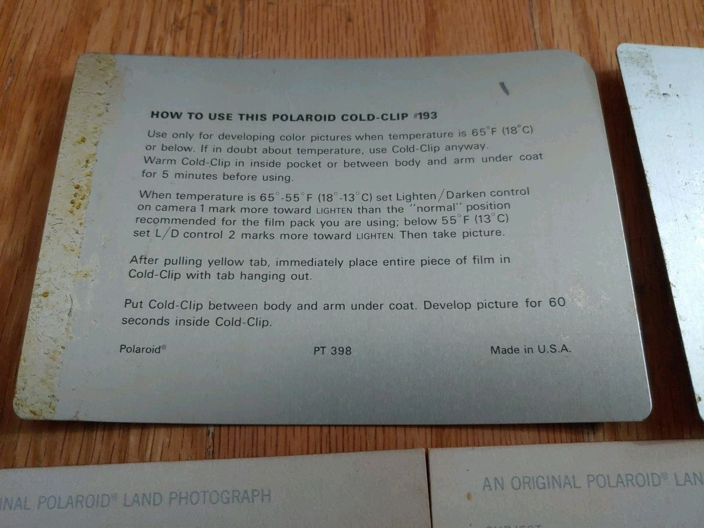 Original Polaroid Polacolor Print Mounts 1970 3.25" x 4.25" Cold Clips #193