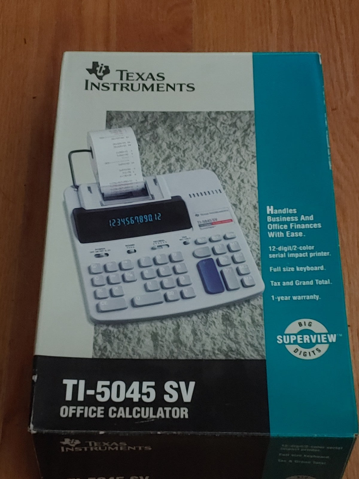 NEW! Texas Instruments TI-5045 SV Super View 12 Digits 2 Color Calculator