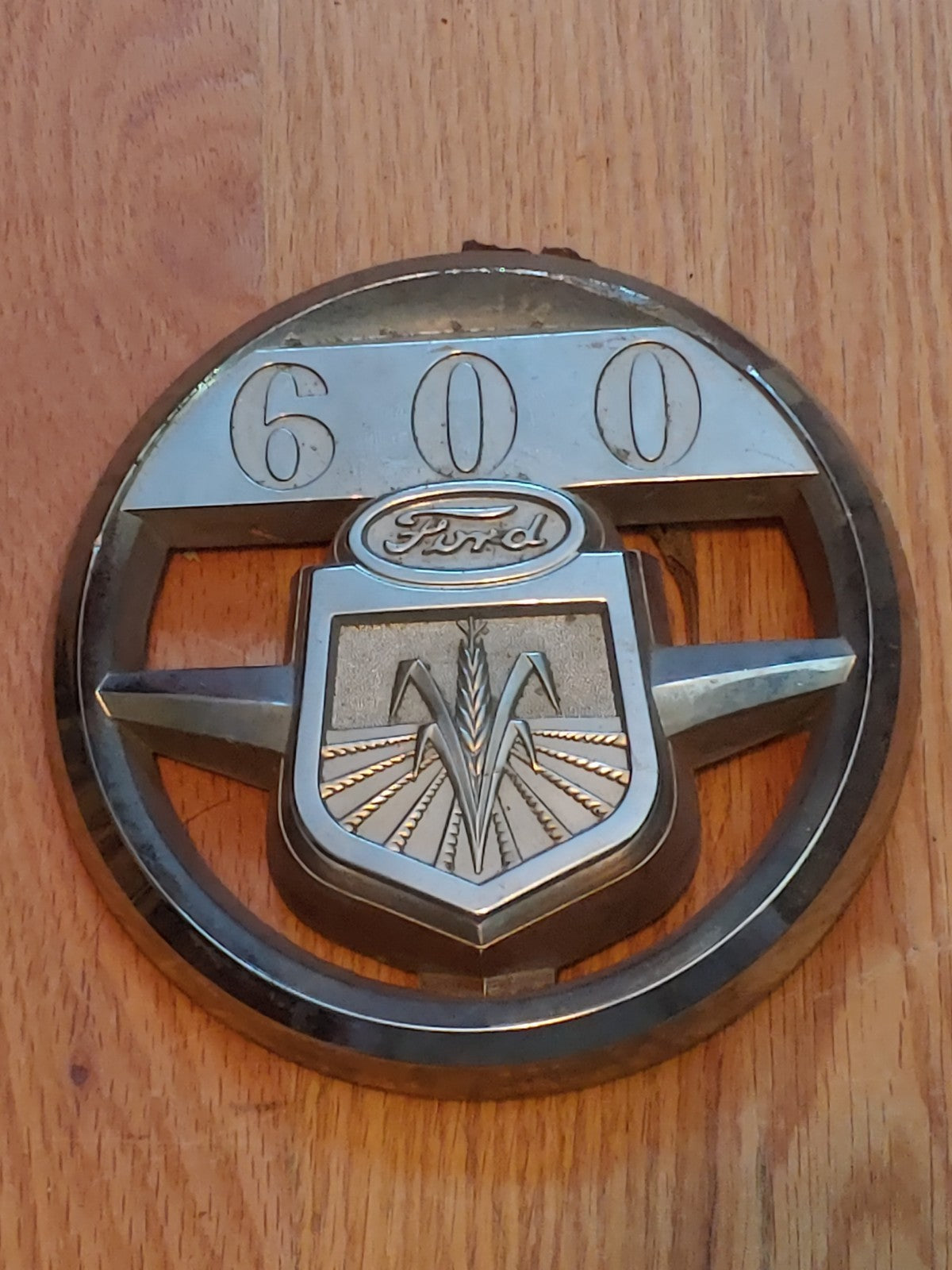 Vintage OEM Vintage Crome Hood Emblem fits Ford 600 Series Tractors