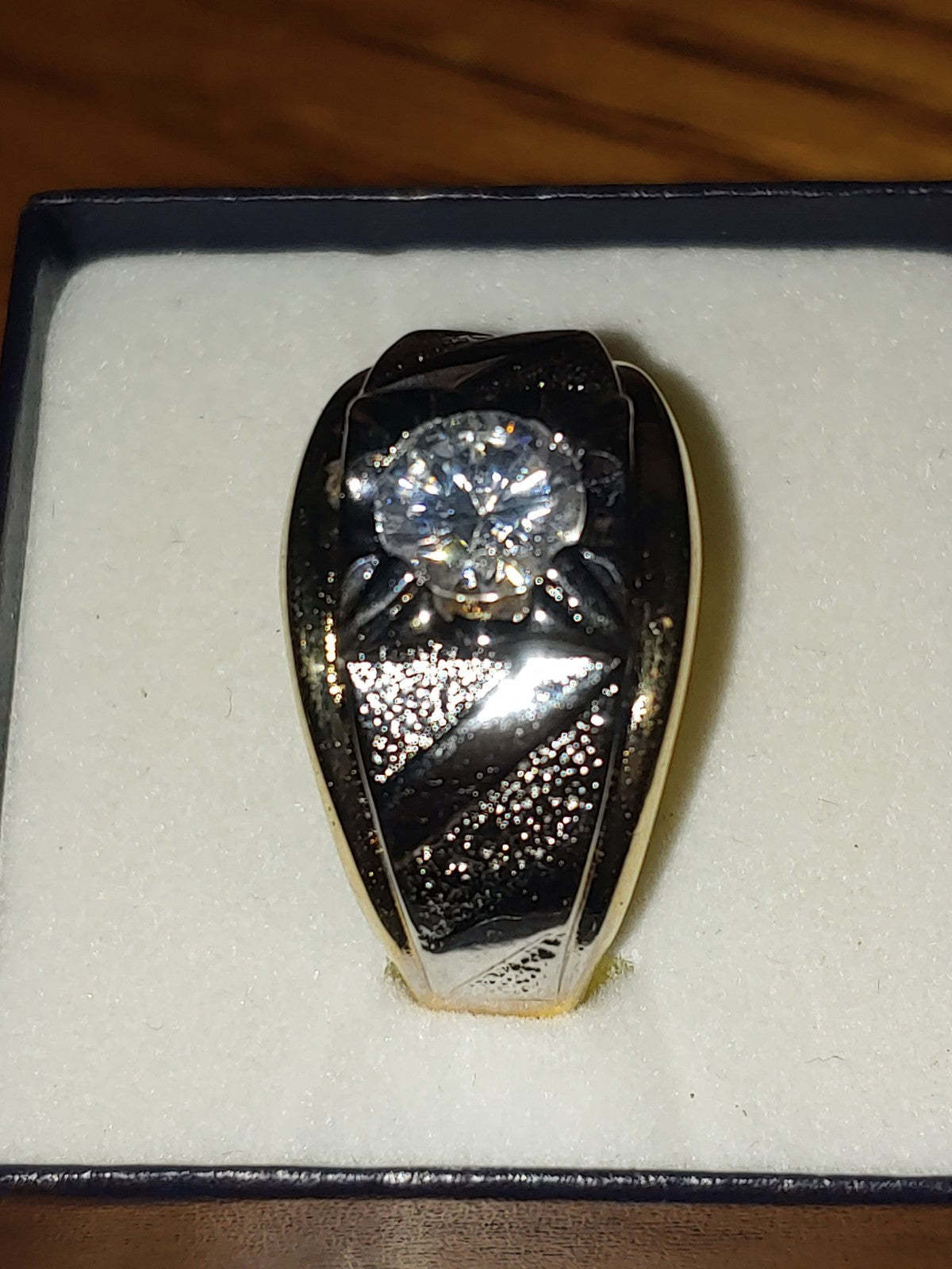 Vintage Lind Ring 14K HGE Two Tone Cubic Zirconia Stone 9.75