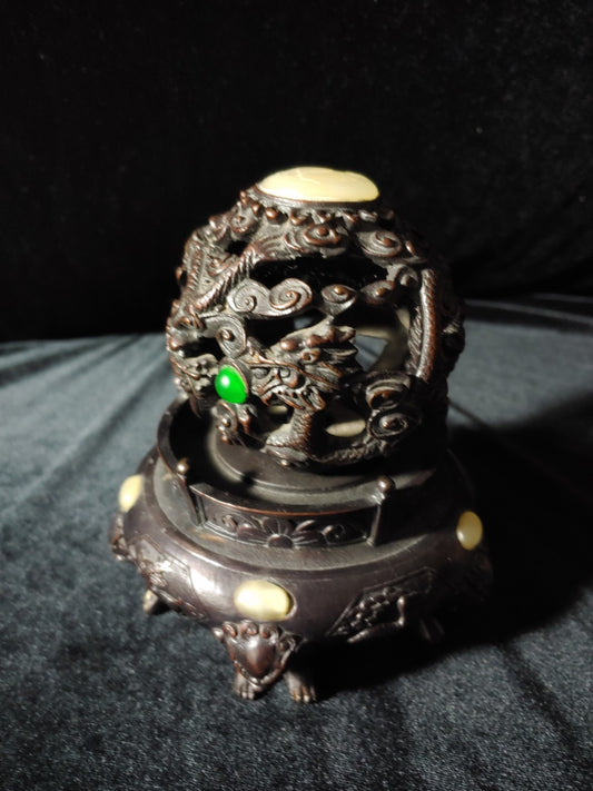 RARE! Vintage Chinese Jeweled Sensor Incense Burner