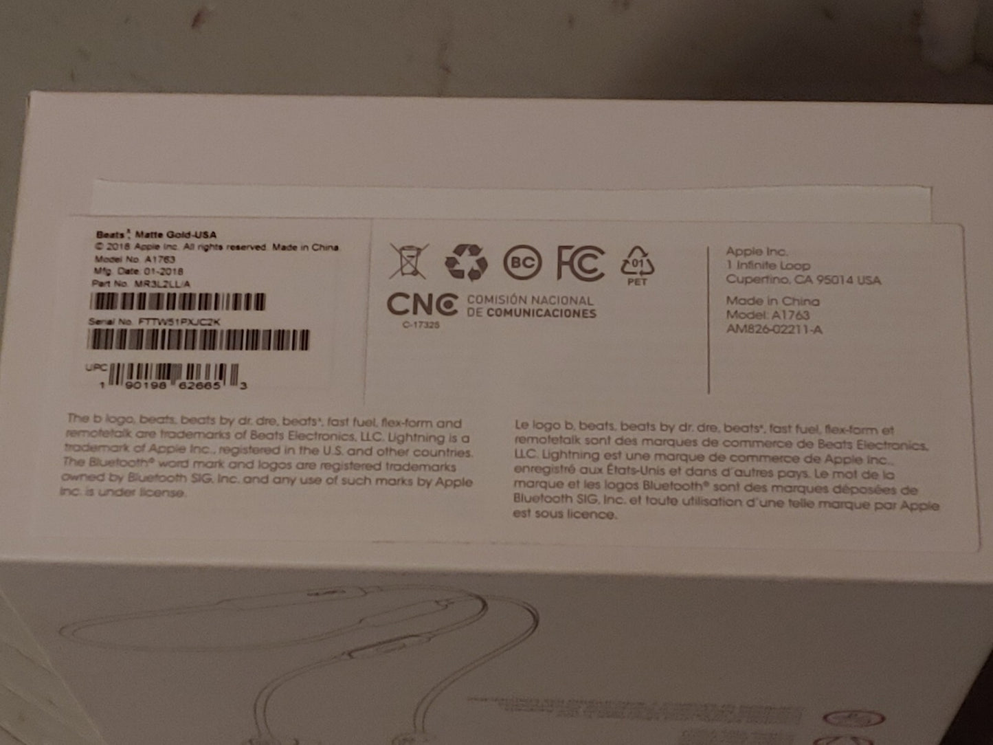 NEW! Beats X Wireless Earphones Matte Gold 2018 A1763 Parts
