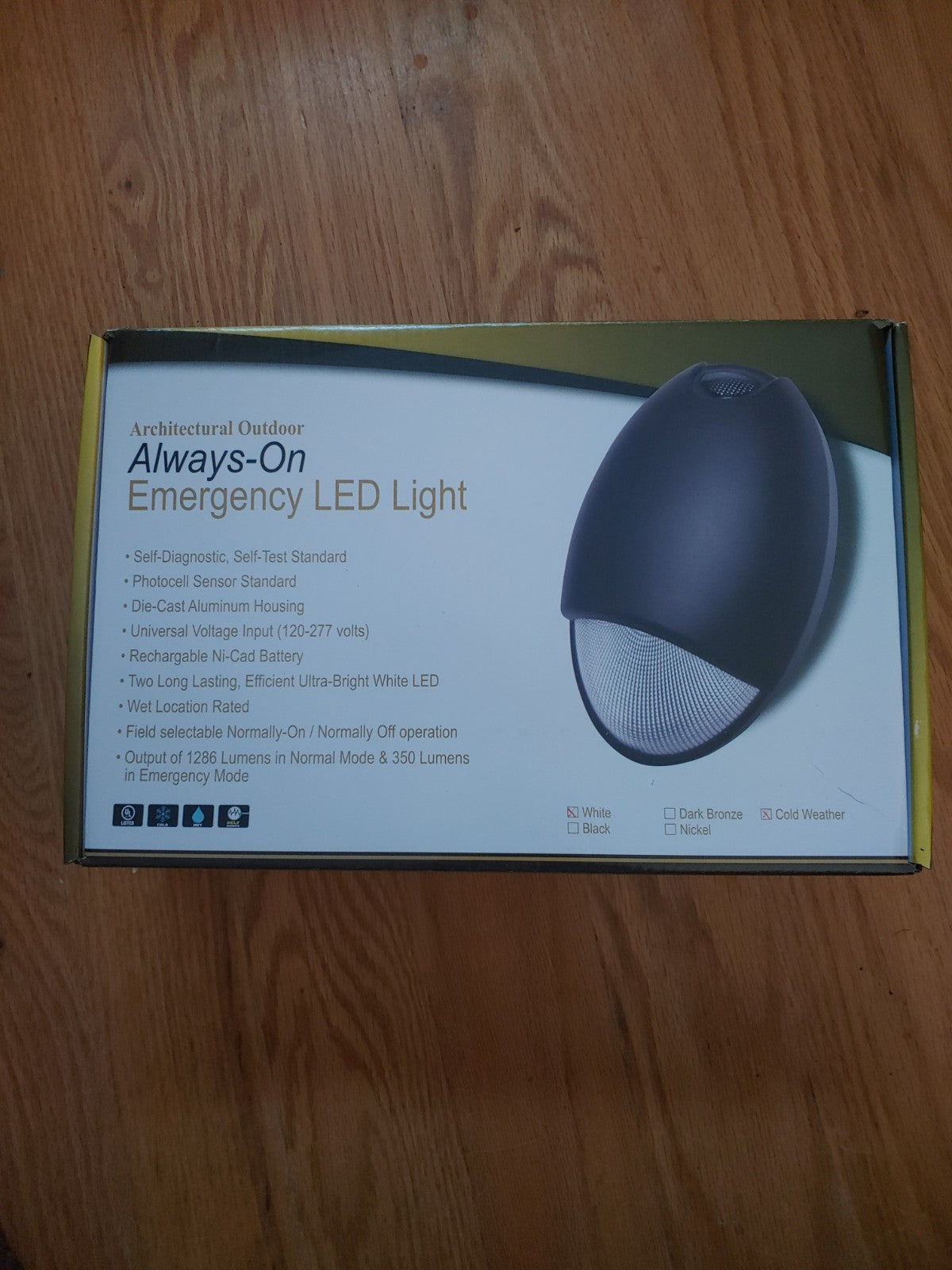 Architectural Indoor/Outdoor Emergency 2-LED Light Rechargeable All Weather