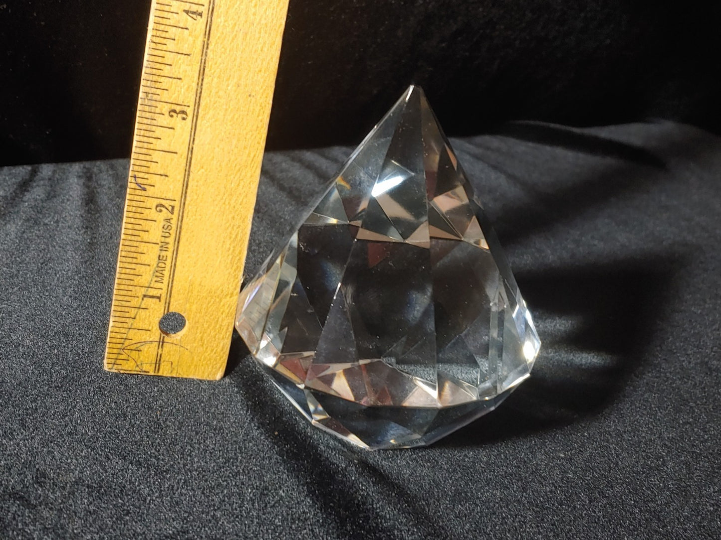 Signed Tiffany & Co. Diamond Shaped Crystal Paperweight