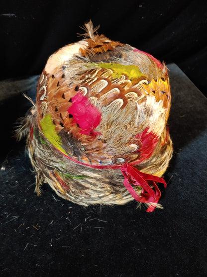 ANTIQUE 40's VINTAGE JILLE ORIGINAL WOMENS FEATHERED HAT W/ ORIGINAL BOX