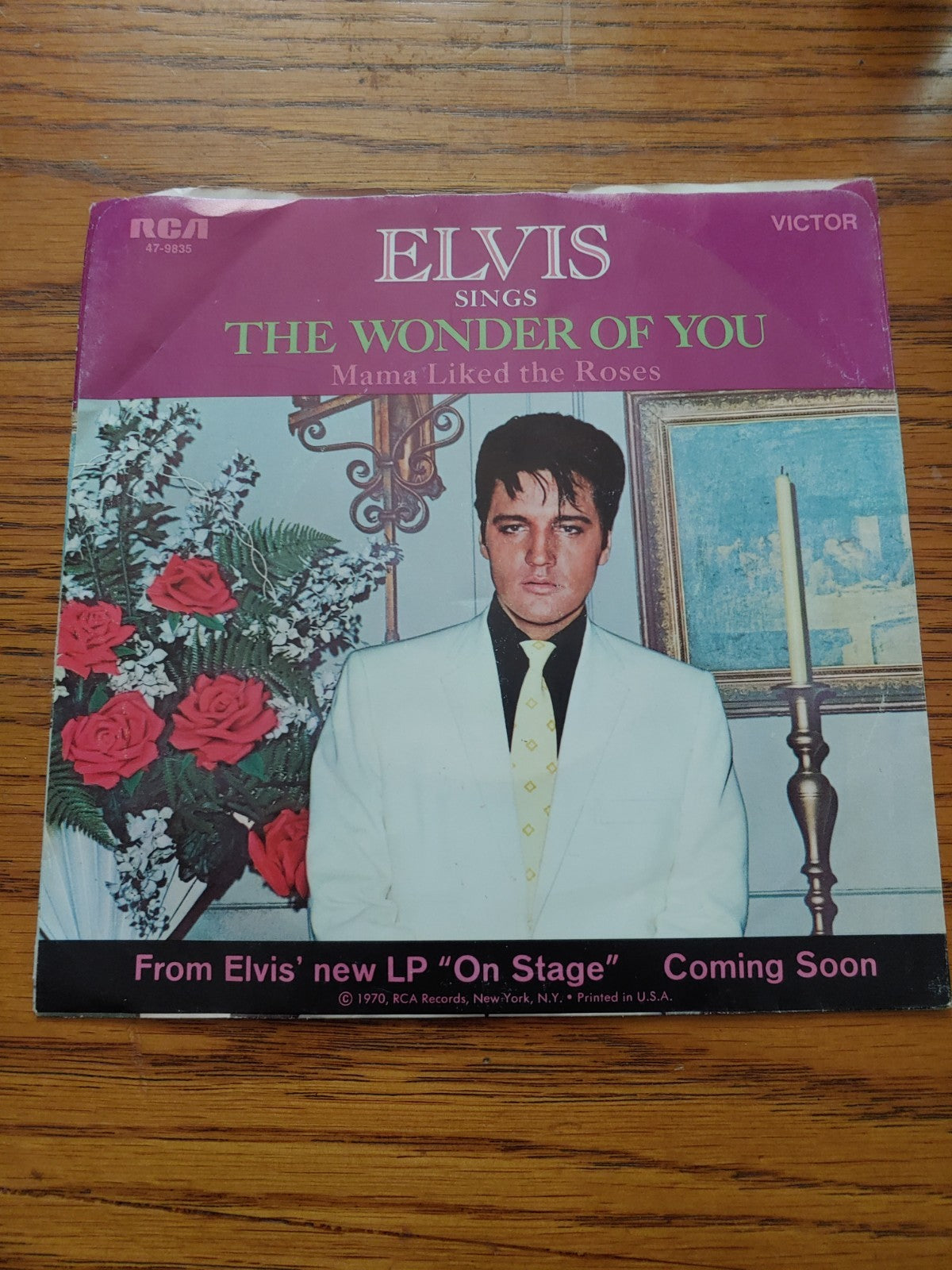 Elvis 1970 The Wonder Of You / Mama Liked The Roses 45 EX Signed Baker Knight