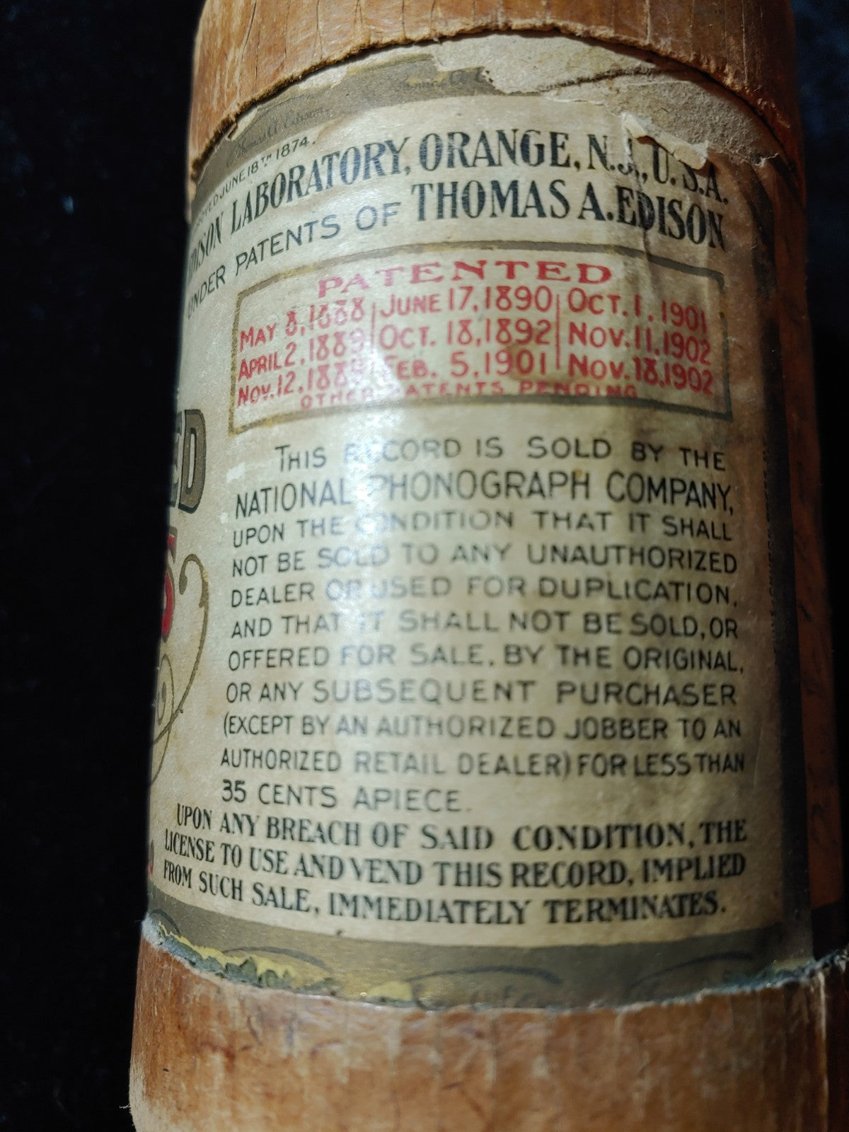 3 Edison Gold Moulded Records Cylinder 1 Empty Canister