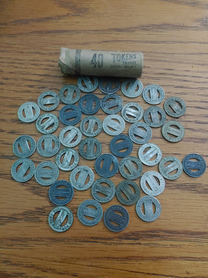 INDIANAPOLIS RAILWAYS Train Streetcar Trolley Transit Token 40 Roll BRONZE 1946?
