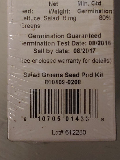 NEW! AeroGarden Seed Pod Kit Salad Greens Sealed