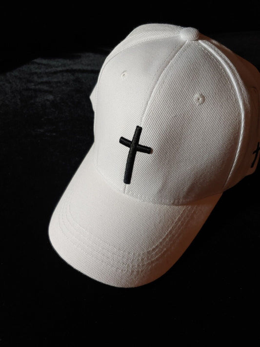 New Christian Cross Jesus Embroidery Black Cap Hat White Sealed