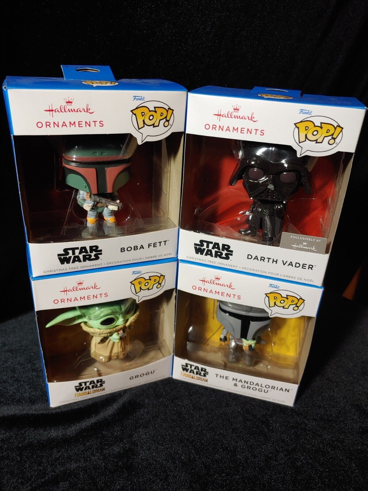 2023 Funko Pop! 4 Pack Boba Fett Mando Grogu, Vader Star Wars Hallmark Ornament