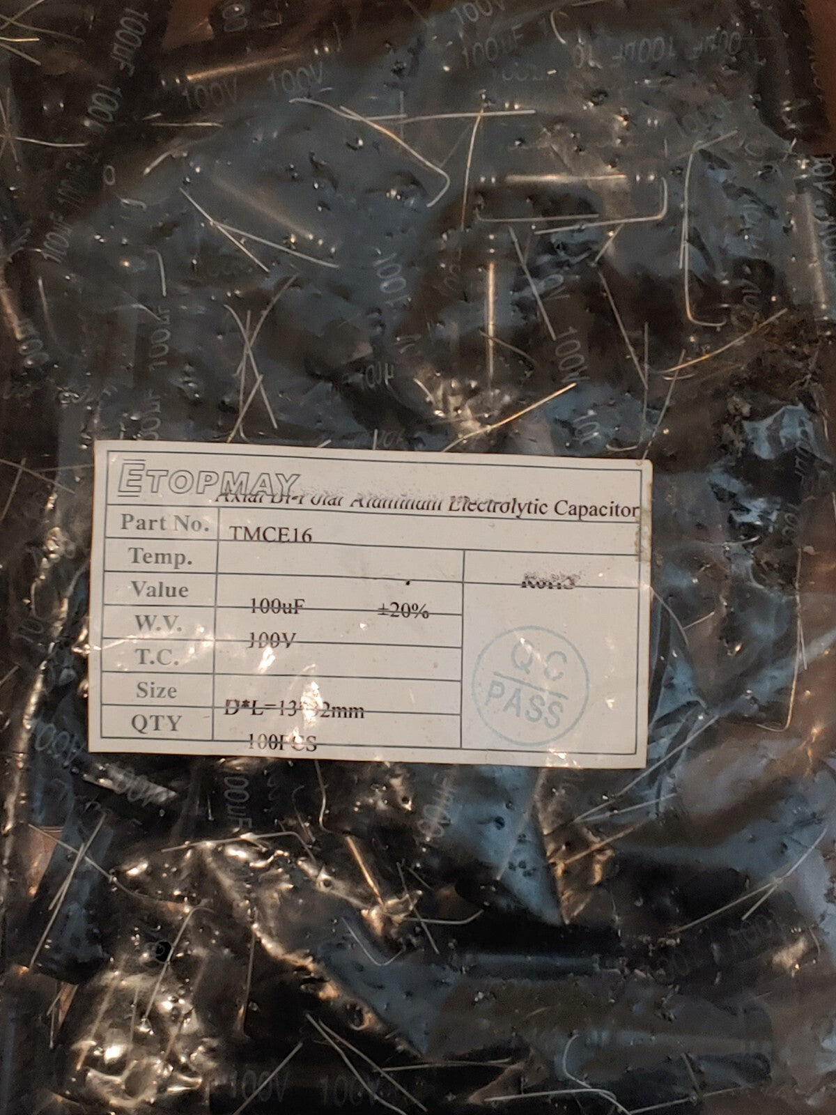 Reduced! New! Etopmay 100ct Electrolytic Capacitor 100 uf 100V