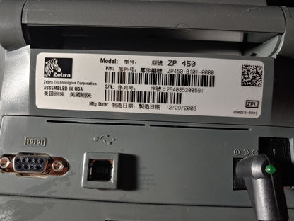 REDUCED! Zebra ZP450 Thermal Label Printer 4" Wide Label USB 2 Rolls Inc.
