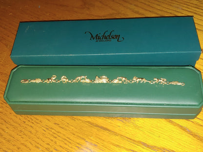 14k Yellow Gold Noah's Ark & Animals Bracelet Lobster Clasp with Original Box