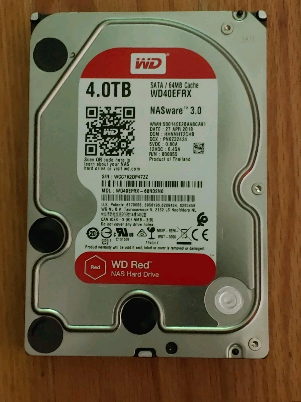 Western Digital NAS WD40EFRX 4TB SATA 6GB/S WD Red NAS Only 2,709 Hours