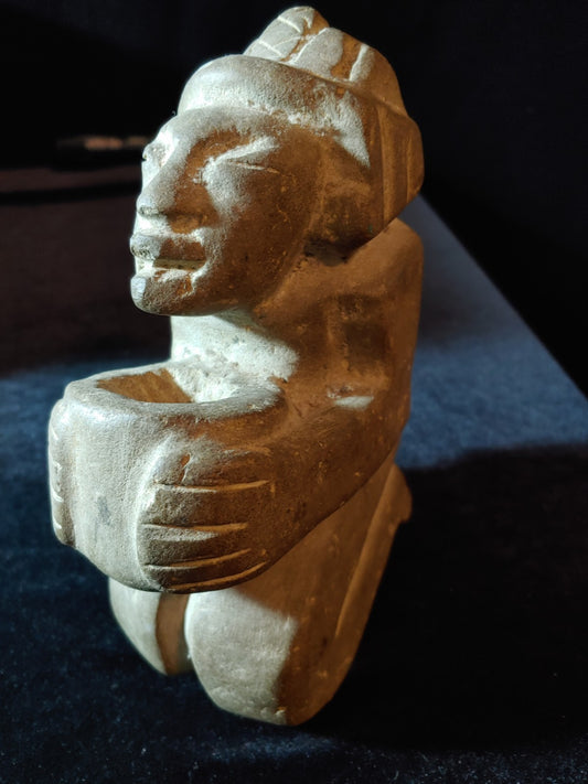 Pre-Columbian stone sculpture potentially Olmec or Chontal 1200-600BCE