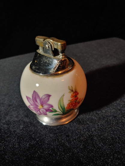 Vintage Flower Floral Ceramic Cigarette Cigar Lighter 3x5"