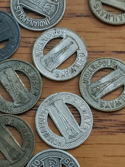INDIANAPOLIS RAILWAYS Train Streetcar Trolley Transit Token 40 Roll BRONZE 1946?