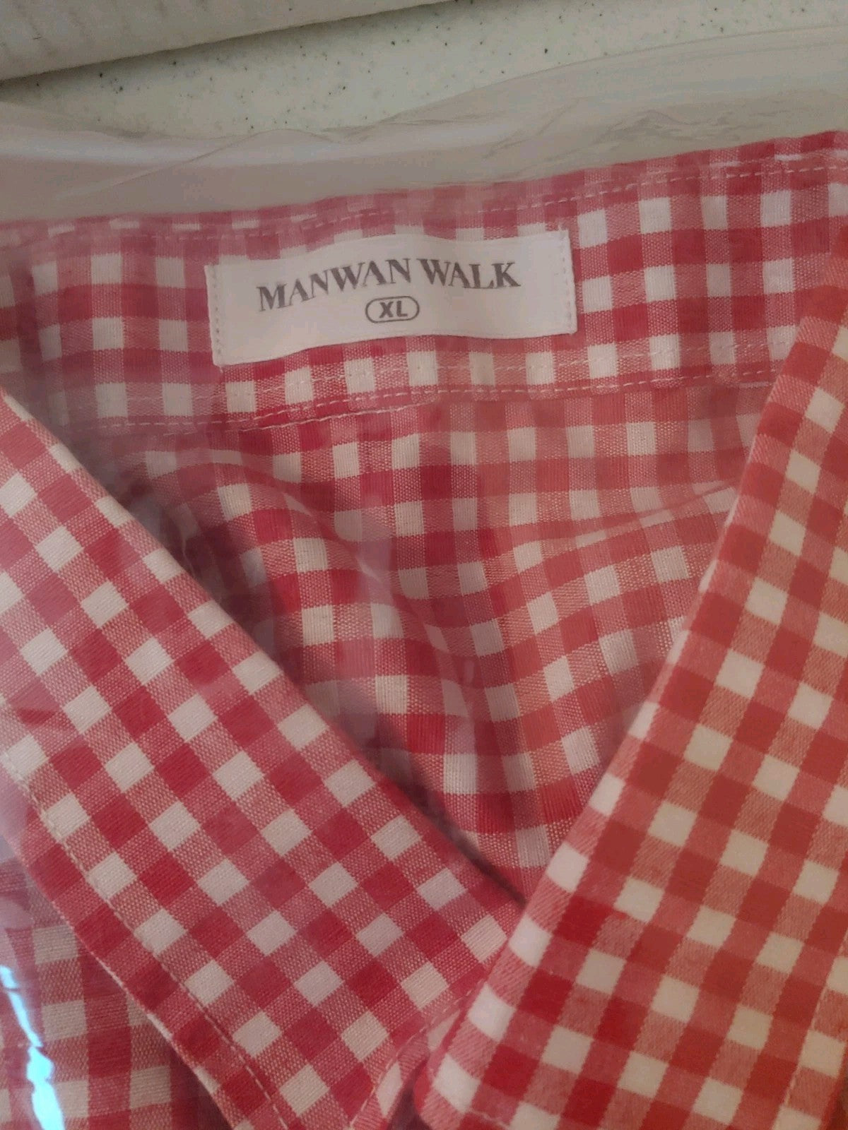 NEW! Manwan Walk Mens Short Sleeve Plaid Casual Button Down Shirt
