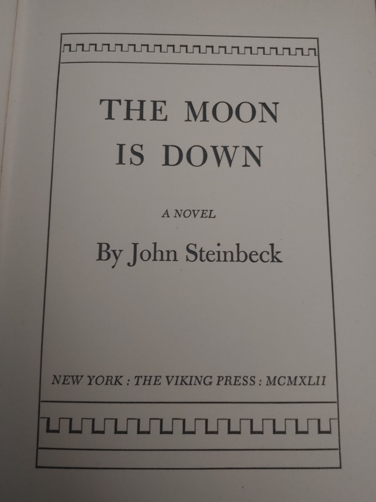 The Moon Is Down by John Steinbeck 1942 Hardcover