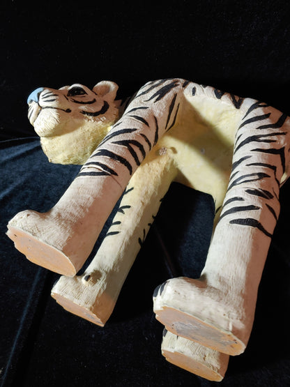 White Tiger Plant Stand Stool 11" Resin Table Vintage