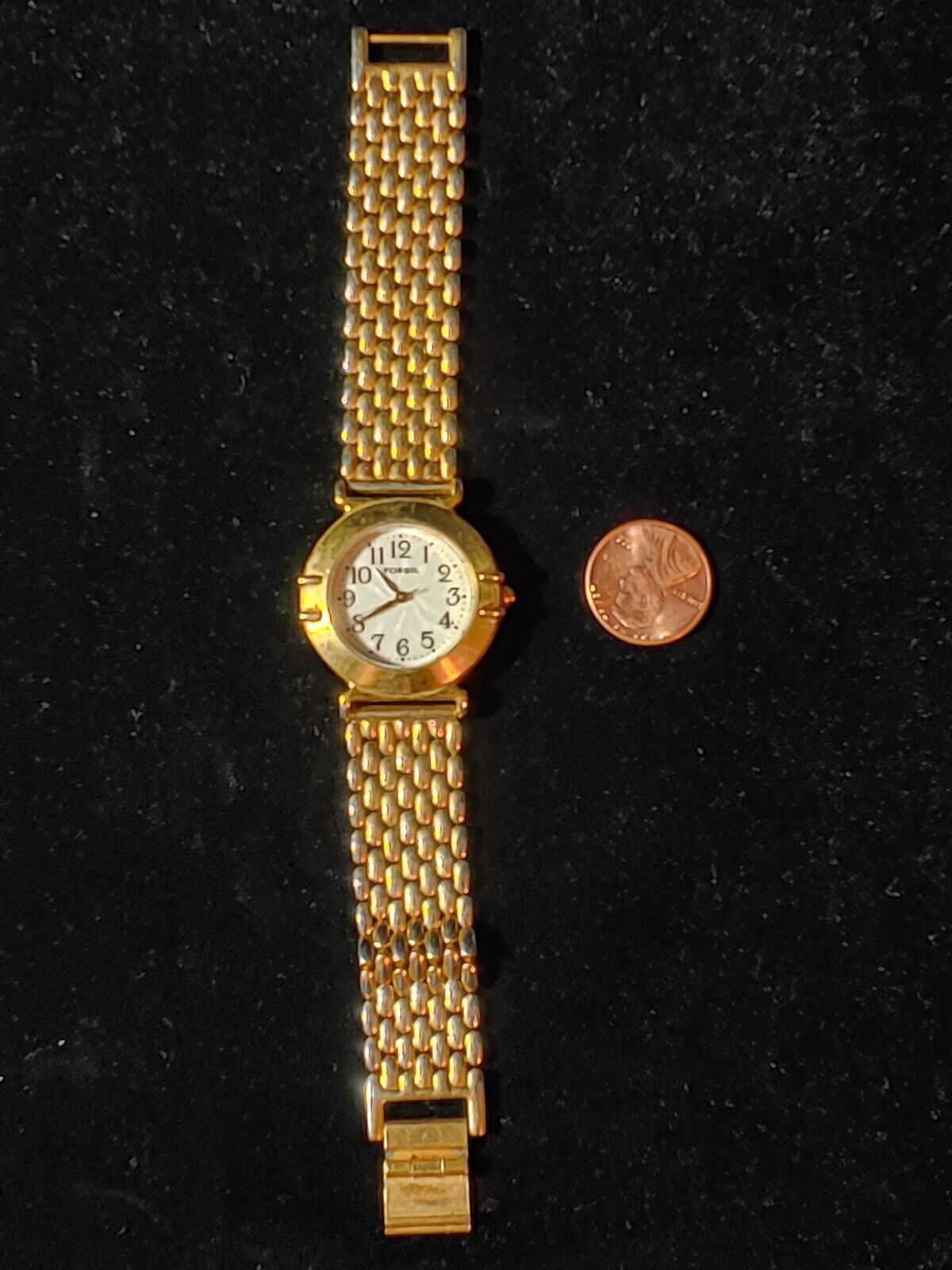 Vintage Fossil Watch Unisex Gold Tone