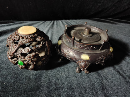 RARE! Vintage Chinese Jeweled Sensor Incense Burner