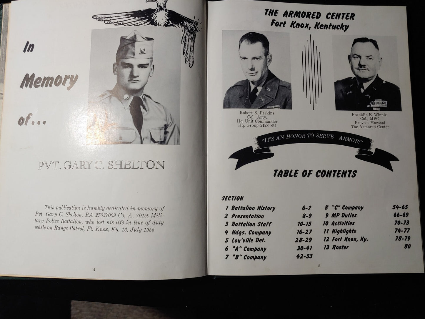 1956 US Fort Knox KY YEARBOOK 701st MILITARY POLICE BATTALION