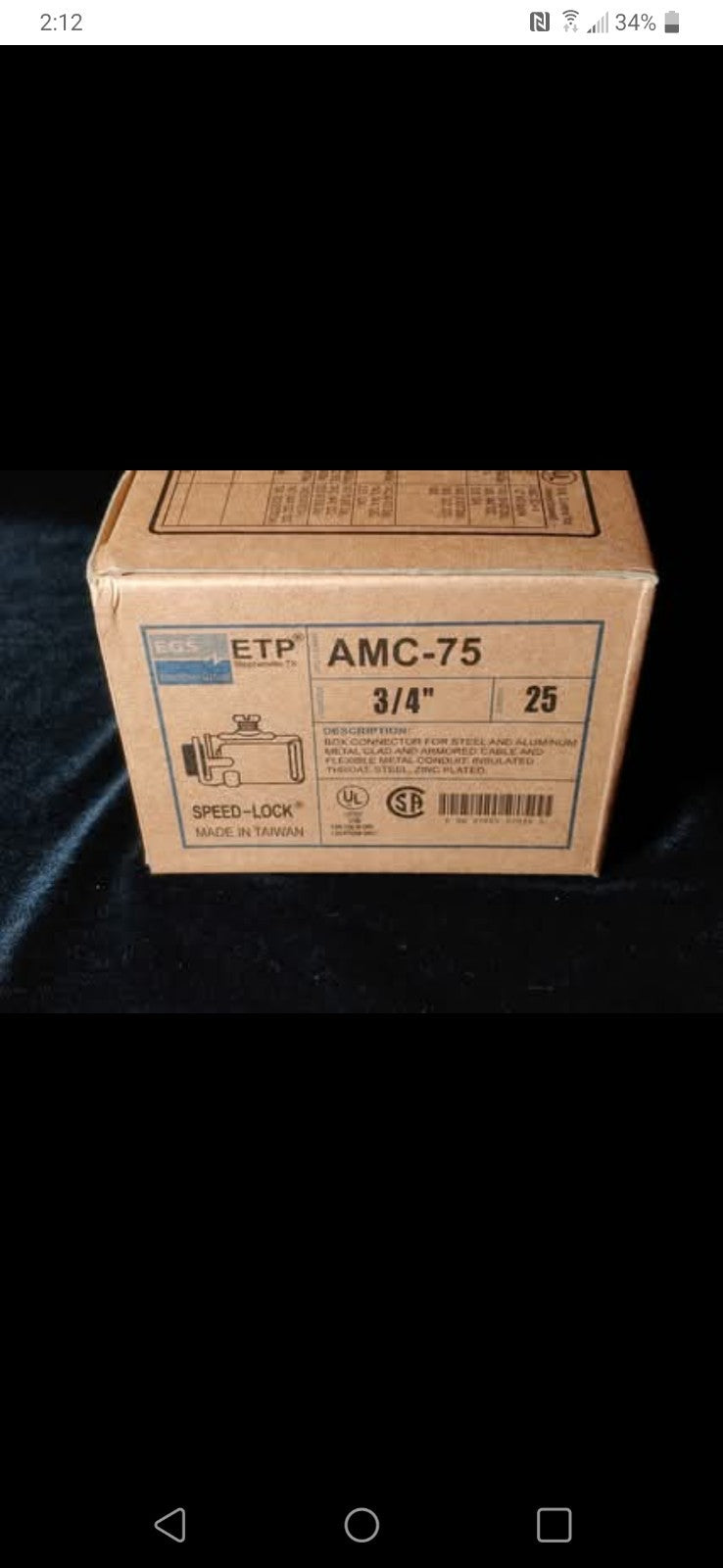 EGS AMC-75 SPEED-LOCK STEEL BOX CONNECTORS 3/4" 25/Box