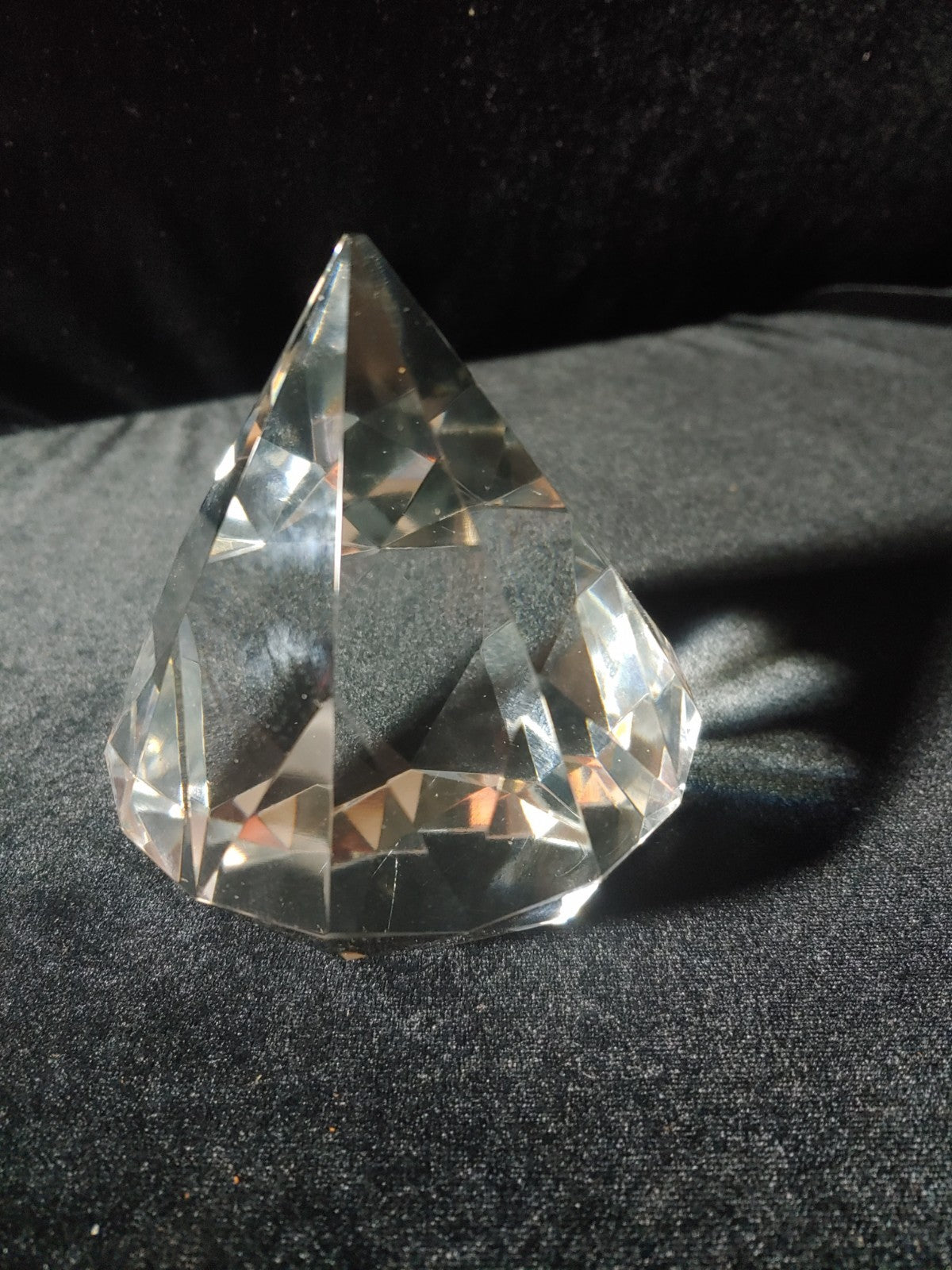 Signed Tiffany & Co. Diamond Shaped Crystal Paperweight